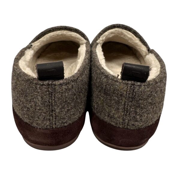 Mulo Shearling Lined Suede Trimmed Wool Loafer Mens UK 8 US 9 Brown Slipper Shoe